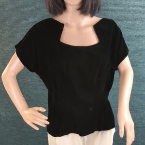 Vintage 50s California Colony Casuals Black Velvet Fitted Top